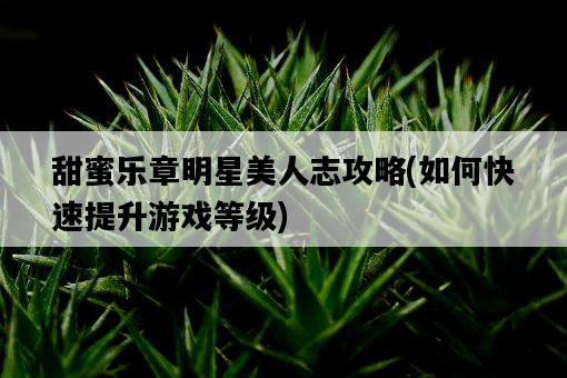 甜蜜樂章明星美人志攻略，如何快速提升游戲等級-圖1
