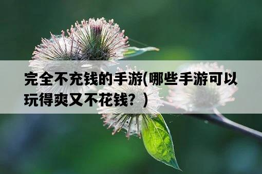 完全不充錢的手游，哪些手游可以玩得爽又不花錢？-圖1