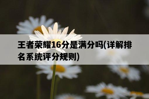 王者榮耀16分是滿分嗎，詳解排名系統評分規則-圖1