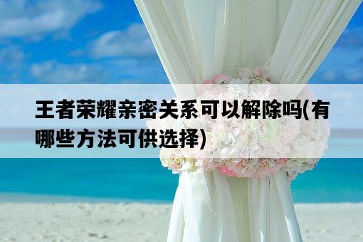 王者榮耀親密關系可以解除嗎，有哪些方法可供選擇-圖1