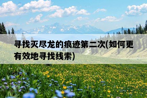 尋找滅盡龍的痕跡第二次，如何更有效地尋找線索-圖1