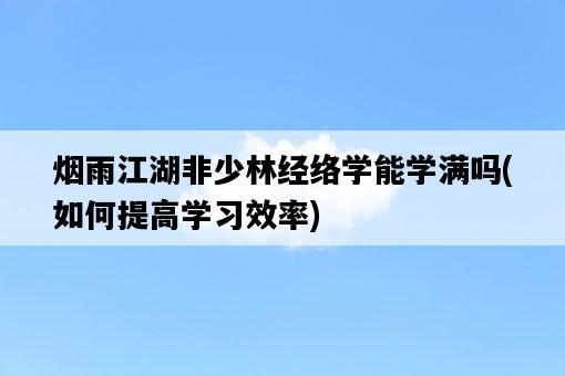 煙雨江湖非少林經絡學能學滿嗎，如何提高學習效率-圖1
