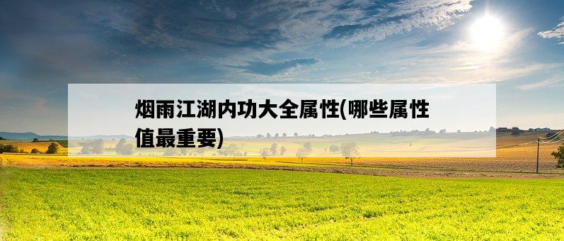 煙雨江湖內功大全屬性,哪些屬性值最重要-圖1 煙雨江湖內功大全屬性,哪些屬性值最重要-圖1