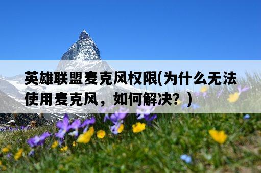 英雄聯盟麥克風權限，為什么無法使用麥克風，如何解決？-圖1