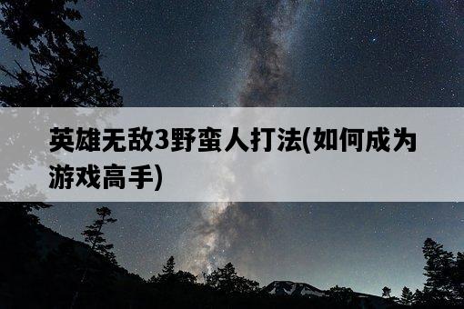 英雄無敵3野蠻人打法，如何成為游戲高手-圖1