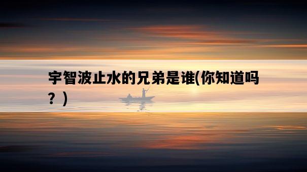 宇智波止水的兄弟是誰，你知道嗎？-圖1
