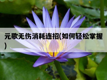 元歌無傷消耗連招，如何輕松掌握-圖1