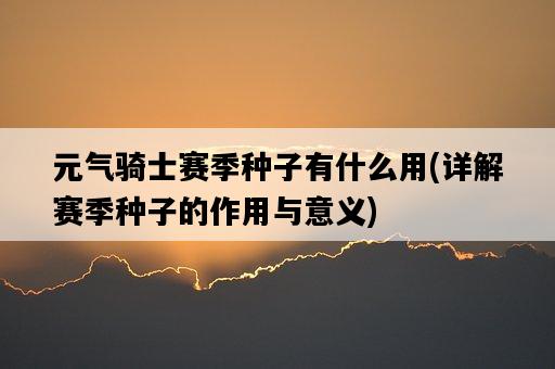 元氣騎士賽季種子有什么用，詳解賽季種子的作用與意義-圖1