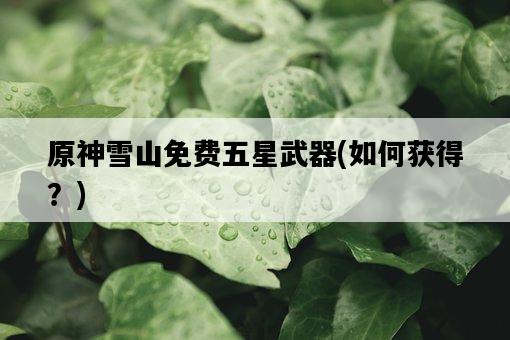 原神雪山免費五星武器，如何獲得？-圖1