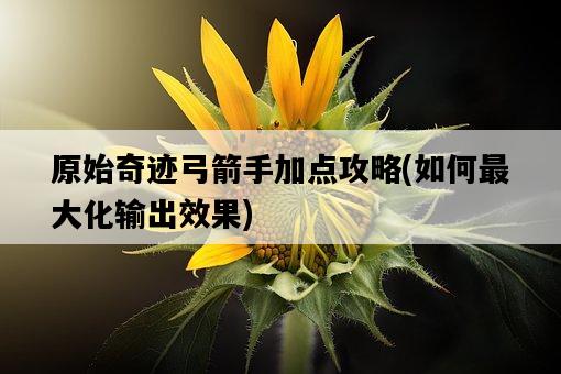 原始奇跡弓箭手加點攻略，如何最大化輸出效果-圖1