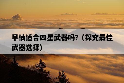 早柚適合四星武器嗎？，探究最佳武器選擇-圖1