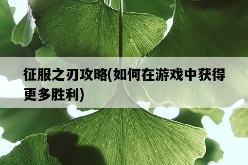 征服之刃攻略，如何在游戲中獲得更多勝利-圖1