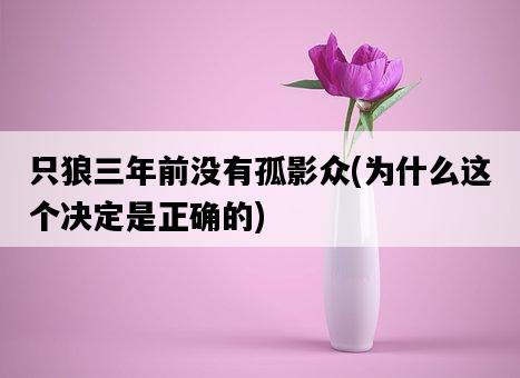 只狼三年前沒有孤影眾，為什么這個決定是正確的-圖1
