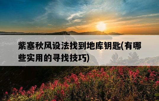 紫塞秋風設法找到地庫鑰匙，有哪些實用的尋找技巧-圖1