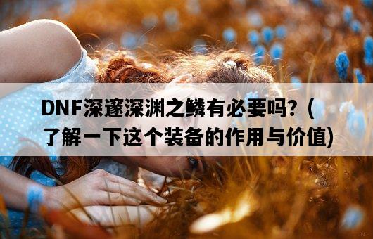 DNF深邃深淵之鱗有必要嗎？，了解一下這個裝備的作用與價值-圖1