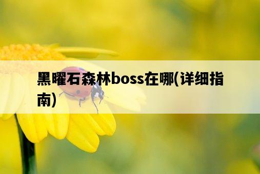 黑曜石森林boss在哪，詳細指南-圖1