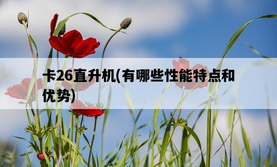 卡26直升機，有哪些性能特點和優勢-圖1