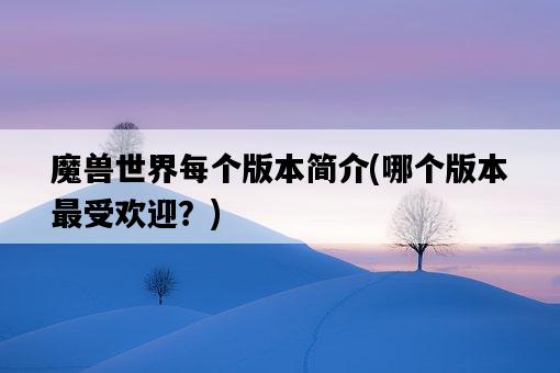 魔獸世界每個版本簡介，哪個版本最受歡迎？-圖1