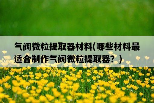 氣閥微粒提取器材料，哪些材料最適合制作氣閥微粒提取器？-圖1