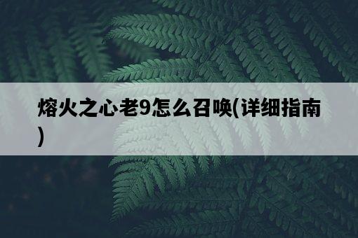熔火之心老9怎么召喚,詳細指南-圖1 熔火之心老9怎么召喚,詳細指南-圖1