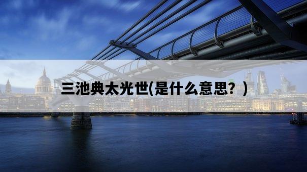三池典太光世，是什么意思？-圖1