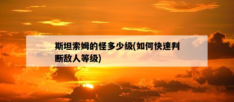 斯坦索姆的怪多少級,如何快速判斷敵人等級-圖1 斯坦索姆的怪多少級,如何快速判斷敵人等級-圖1