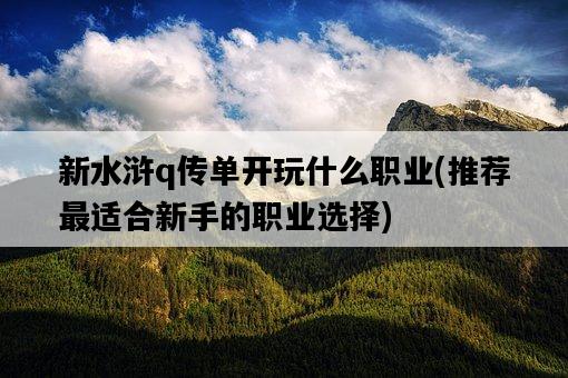 新水滸q傳單開玩什么職業，推薦最適合新手的職業選擇-圖1