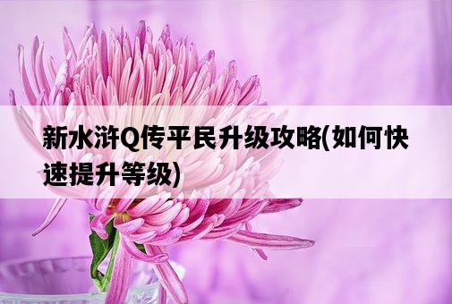 新水滸Q傳平民升級攻略，如何快速提升等級-圖1
