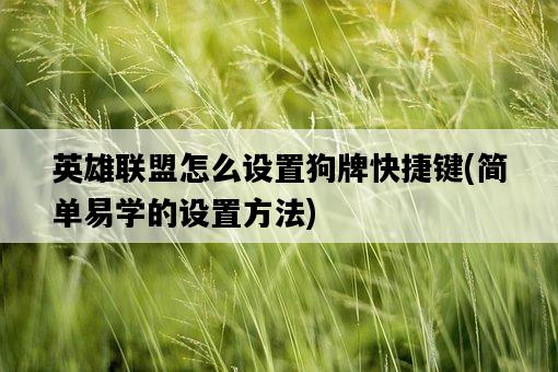 英雄聯盟怎么設置狗牌快捷鍵，簡單易學的設置方法-圖1