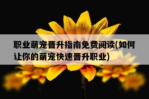 職業萌寵晉升指南免費閱讀，如何讓你的萌寵快速晉升職業-圖1