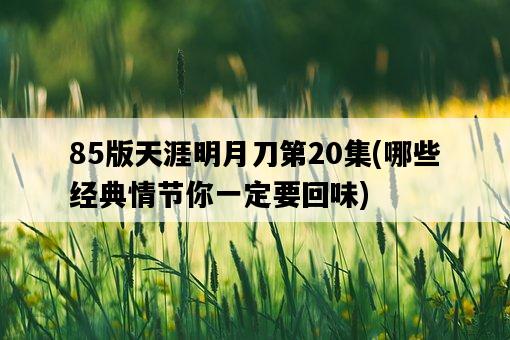 85版天涯明月刀第20集，哪些經典情節你一定要回味-圖1