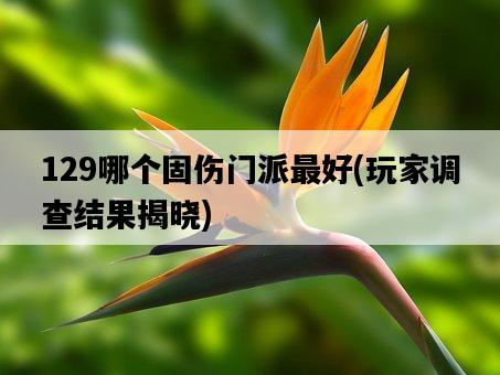 129哪個固傷門派最好，玩家調查結果揭曉-圖1