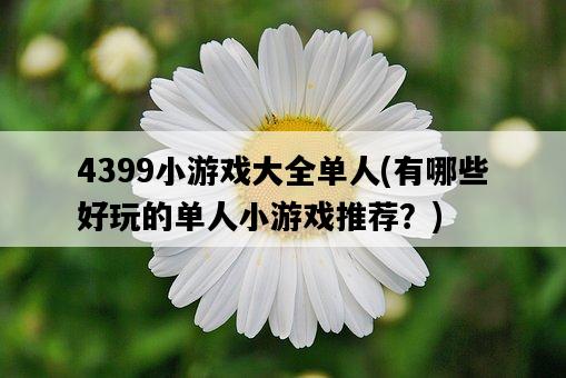 4399小游戲大全單人，有哪些好玩的單人小游戲推薦？-圖1