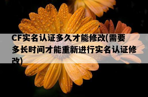 CF實名認證多久才能修改，需要多長時間才能重新進行實名認證修改-圖1