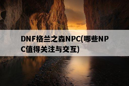 DNF格蘭之森NPC,哪些NPC值得關注與交互-圖1 DNF格蘭之森NPC,哪些NPC值得關注與交互-圖1