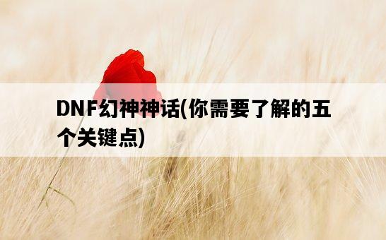 DNF幻神神話，你需要了解的五個關鍵點-圖1
