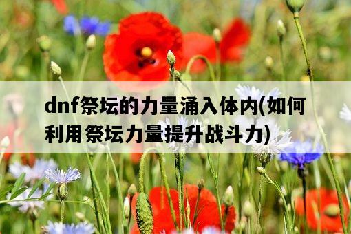 dnf祭壇的力量涌入體內，如何利用祭壇力量提升戰斗力-圖1