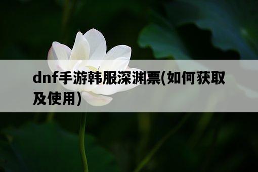 dnf手游韓服深淵票，如何獲取及使用-圖1