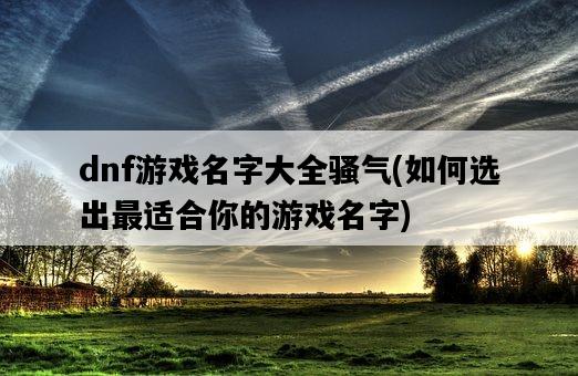 dnf游戲名字大全騷氣，如何選出最適合你的游戲名字-圖1