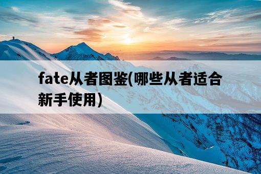 fate從者圖鑒，哪些從者適合新手使用-圖1