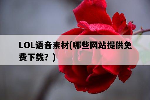 LOL語音素材，哪些網站提供免費下載？-圖1
