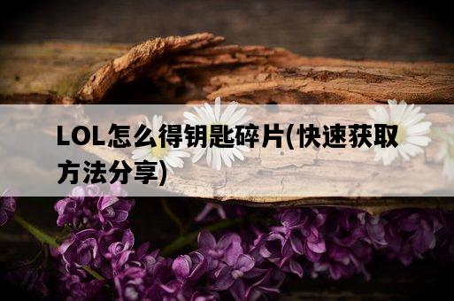 LOL怎么得鑰匙碎片，快速獲取方法分享-圖1