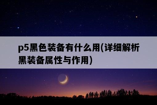 p5黑色裝備有什么用，詳細解析黑裝備屬性與作用-圖1