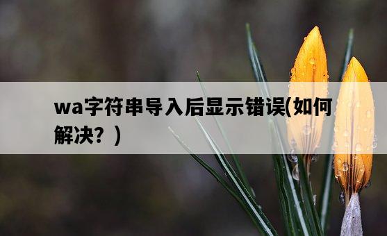 wa字符串導入后顯示錯誤，如何解決？-圖1