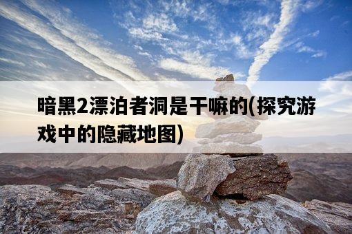 暗黑2漂泊者洞是干嘛的，探究游戲中的隱藏地圖-圖1