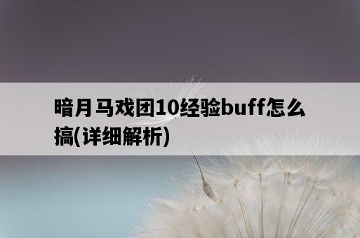 暗月馬戲團10經驗buff怎么搞，詳細解析-圖1