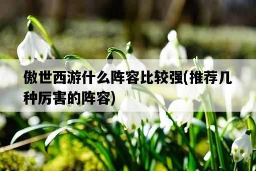 傲世西游什么陣容比較強，推薦幾種厲害的陣容-圖1