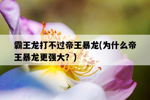 霸王龍打不過帝王暴龍，為什么帝王暴龍更強大？-圖1