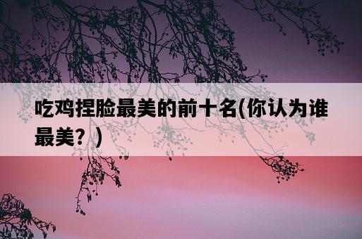 吃雞捏臉最美的前十名，你認為誰最美？-圖1