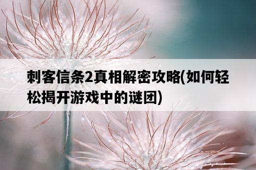 刺客信條2真相解密攻略，如何輕松揭開游戲中的謎團-圖1